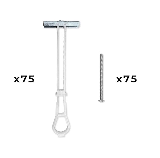 75-Pack 3/16"-24 Heavy Duty Quick Toggle Anchors with Bolts Set | for Drywall, Metal Studs, and Concrete Block | Holds 240+ Lbs. | 75 Toggles + 75 Bolts