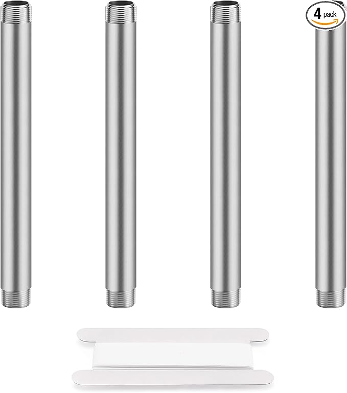 1/4"x6" 304 Stainless Steel Pipe, 1/4" NPT x 1/4" NPT Male Threaded Nipple, SCH40 Heavy Duty Pre-Cut Steel Pipe for Plumbing Gas, Hydraulic, and Industrial Applications(6", 4 Piece)