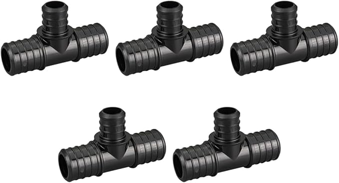 (Pack of 5) Topaipe 1 x 1 x 3/4 Inch PEX Poly Crimp Reducing Tee, PPSU Fitting for PEX Tubing, PERT, ASTM F2159