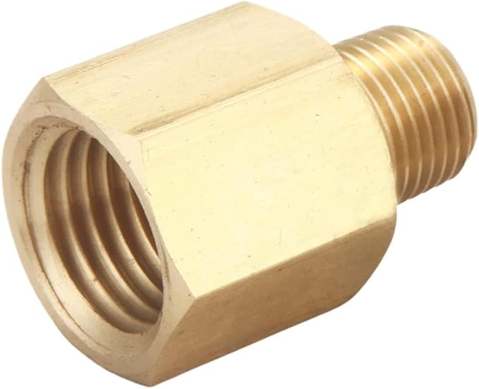 1/4 Inch NPT Male to 1/4 Inch NPT Female, Male to Female Pipe Reducer Adapter, Brass Pipe Extension Fittings, Thread 0.5" OD × 0.5" ID, Pack of 2