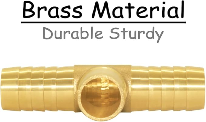 2PCS Solid Brass 5/8"OD Barb Tee Splicer Mender Hose Barb Fitting 3-Way Union Intersection for Water/Oil/Gas