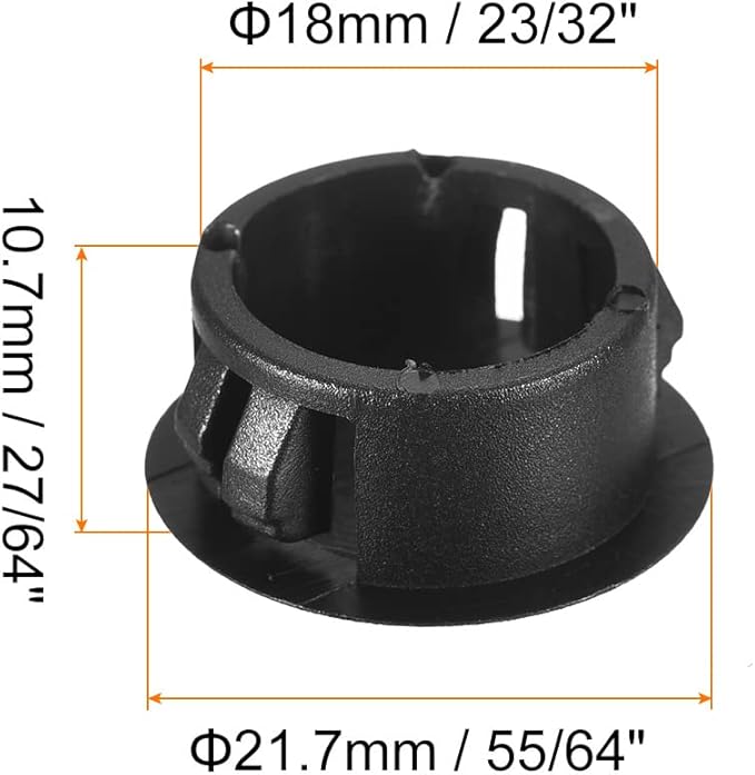 uxcell 23/32" Plastic Hole Plugs, 110Pcs Flush Type Panel Round Snap in Fastener Knockout Locking Plugs for Furniture Insert End Caps Panels, Black