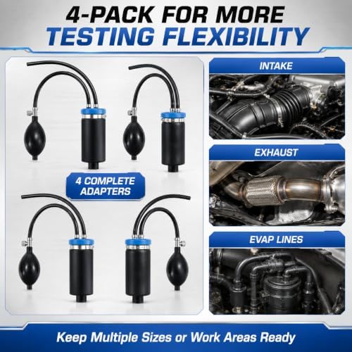4PCS Intake Adapter with Inflatable Bladder for Smoke Tester, Blue