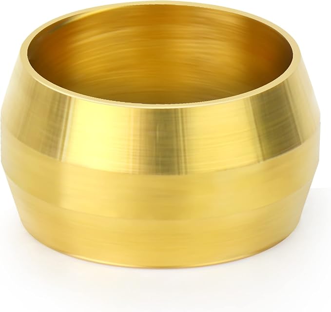 GASHER 100PCS Brass Compression Fitting, Brass Compression Sleeve Ferrules 3/8" Tube OD