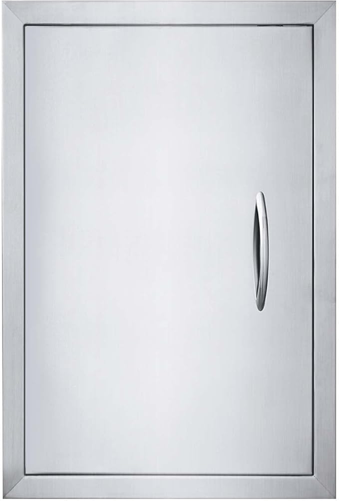 JIE JIN 17" W X 24" H Outdoor Kitchen Doors Single Door Thickened 304 Brushed Stainless Steel BBQ Access Door BBQ Island Doors Outdoor Kitchen Accessories Door for Outdoor Kitchen BBQ Island
