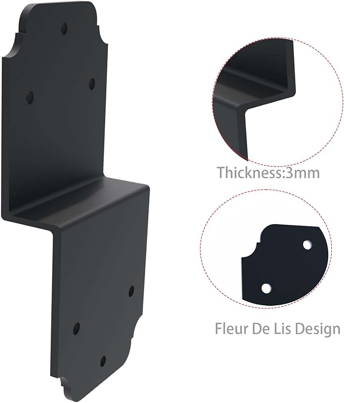 2packs Heavy Duty Pergola Brackets Black Z Bracket ,6" Steel Angle Joist Tie, Post to Beam Connectors Repair Hardware for Wood DIY Projects Deck Framing Construction Fence Repair