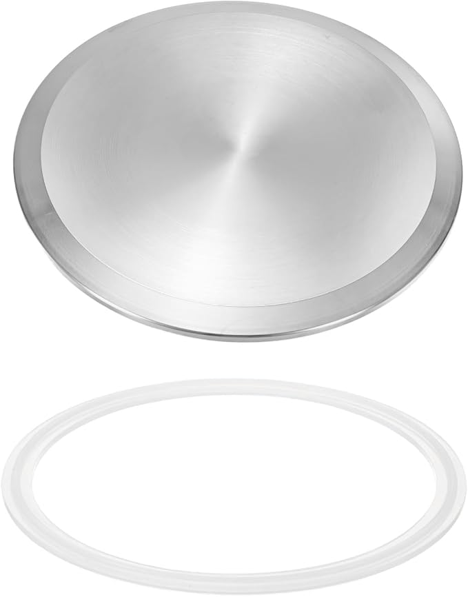 uxcell Stainless Steel Sanitary Fitting Clamp End Cap 5" (130mm) Solid Tube End Cap with Silicone Gasket for Food Beverage Cosmetics Factory Pipes