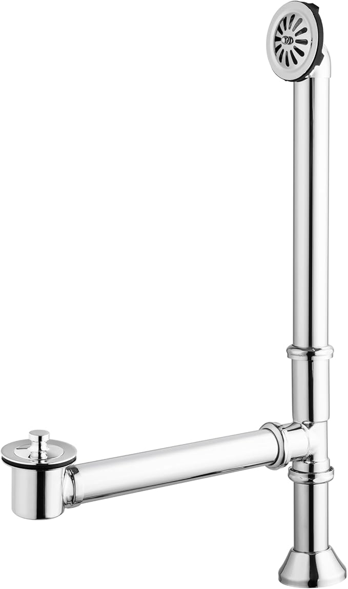 Artiwell Vintage Claw Foot Tub Drain Kit with Lift and Turn Bath Drain Stopper, 1-1/2" Brass Tubular Leg Tub Bathtub Waste and Overflow Drain Assembly with Drain Plug and Bathtub Overflow Cover