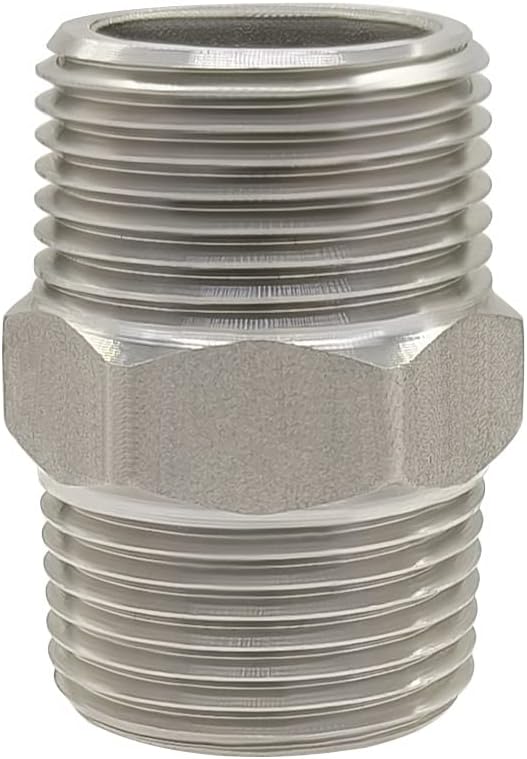 Hooshing 2PCS 3/4" NPT Stainless Steel Nipple Male to Male Pipe Fittings for Brew Kit Home Piping