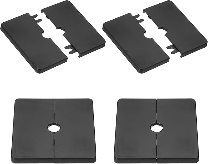 PATIKIL Wall Split Flange 86mm / 3.4" OD, 4 Pcs Square Escutcheon Plate Cover PPR Plumbing Cover Plates with Self-Adhesive Tape for 12mm / 0.5" Dia Water Pipe Faucet, Black