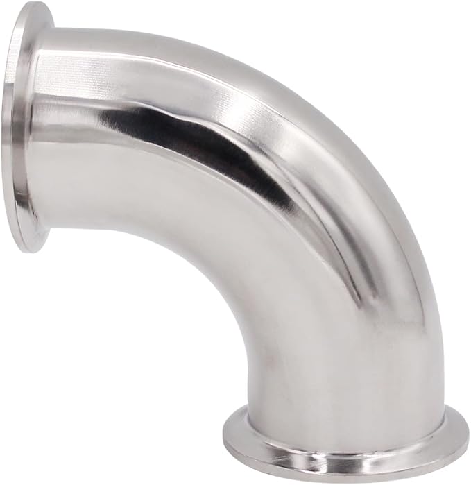 DERNORD 2 Pack 2" Tube OD Sanitary Ferrule Elbow 90 Degree Pipe Fitting with 4 Silicone Gaskets SUS304 Tri Clamp 2 Inch