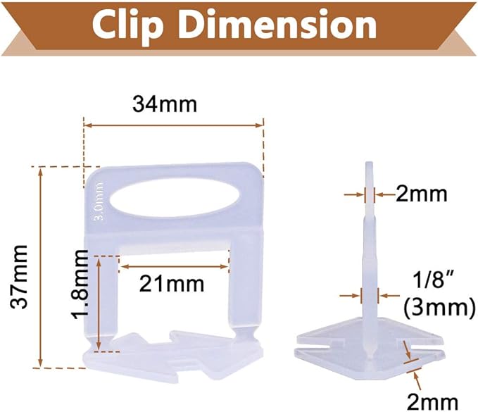 4000 PCS Tile Leveling System Clips 1/8''(3.0mm) 4000-Piece Tiles Leveler Spacers Tool for Professional Ceramic Tile and Stone Installation