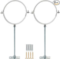 2 Sets 10 Inch Adjustable Pipe Bracket，Heavy Duty Galvanized Iron Stove Pipe Hanger Strap，Wall Support Chimney Pipe Holder，Round Split Ring Vent Conduit Carrier Kit，with All Mounting Screws