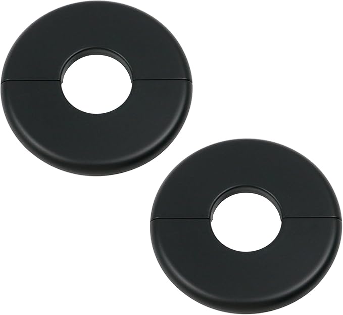 2 Pcs Wall Split Flange, ABS Round Self-Adhesive Escutcheon Plate Buckles Design for 1.3"/33mm,Black