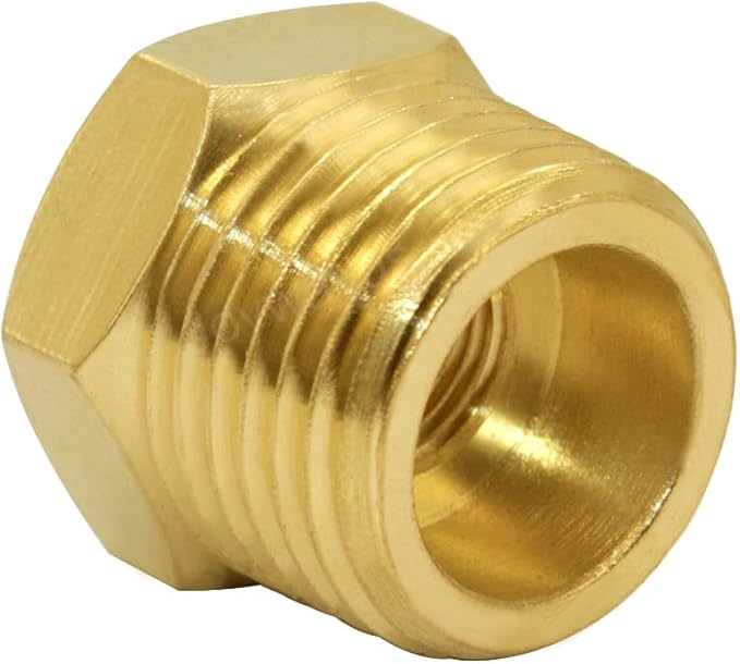 Joywayus Brass Reducing Hex Bushing 1/2" NPT Male to 1/8" NPT Female Pipe Fitting Reducer Adapter(Pack of 2)