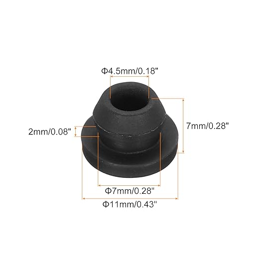 MECCANIXITY 20Pcs Snap Rubber Grommet Plug Mount Dia 7mm ID 4.5mm Narrow Groove Width 2mm Seal Anti-Scratch for Electrical Box Cable Pipes Black