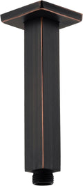 Brushed Bronze Shower Arm with Flange Ceiling Mounted 6 Inch Square Stainless Steel Extension for Overhead Rainfall Shower Head, Oil Rubbed Bronze