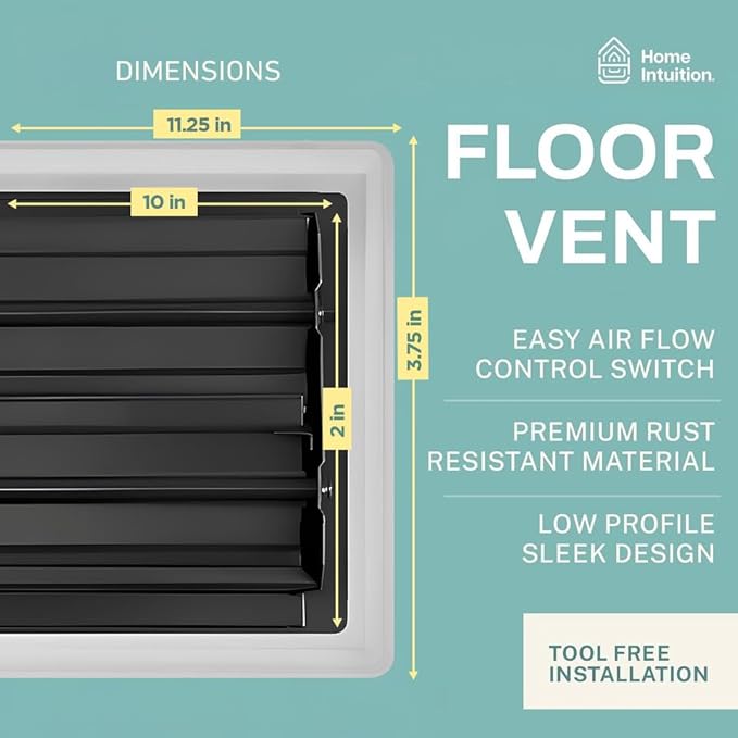 Home Intuition Contemporary Floor Vent Covers 2X14 Inch Floor Register with Mesh Cover Trap Heat and Air Walkable Metal Floor Vent for HVAC Duct, Polished Brass