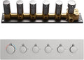 AYIVG 5 Functions Shower 6 Handles Valve Trim Kit Brass Shower Diverter Thermostatic Valve Pressure Balanced Mixer in Brushed Nickel Can Use All Function At a Time Flow Can Be Controlled