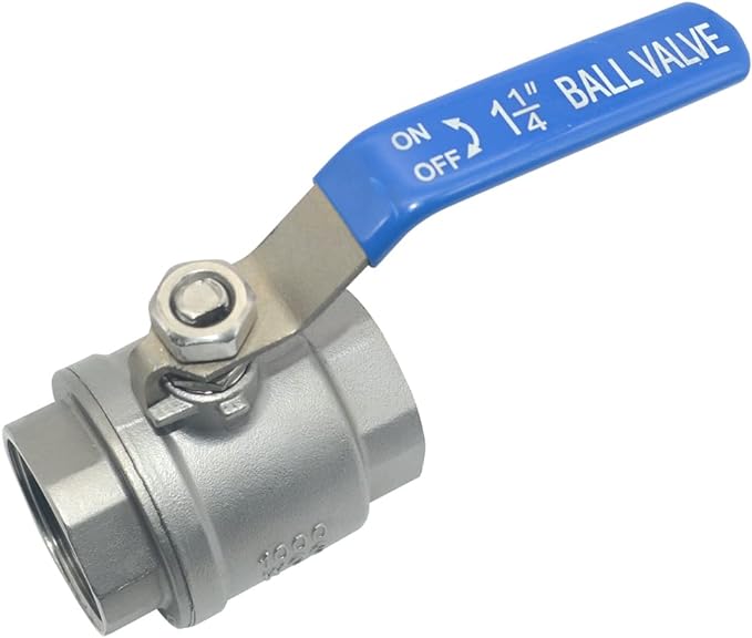 DAN SPEED 1-1/4" Female 316 Stainless Steel Full Port Ball Valve Vinyl Handle WOG1000 (1-1/4 inch)
