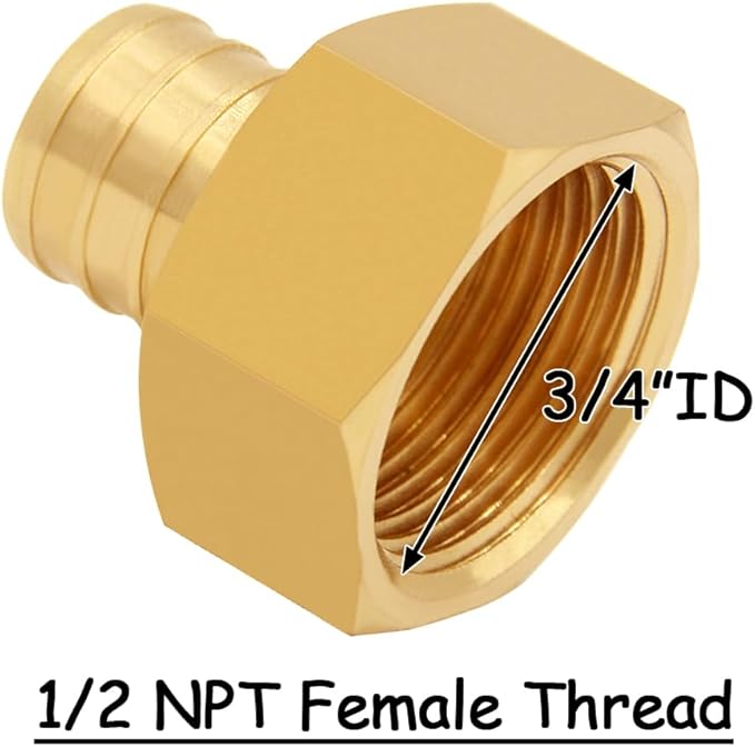 8PCS LF Brass 1/2 Inch PEX Barb to 1/2 NPT Female Straight Coupling Pipe Crimp Fitting