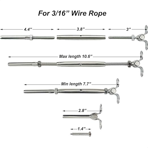 Stainless Steel Cable Railing System Kit,12 Pairs Adjustable Angle Cable Railing Hardware Kit,for 3/16 Cable Railing System,T316 Marine Grade