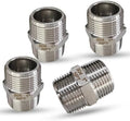 1" NPT Male Hex Nipple Pipe Fittings, 304 Stainless Steel 1 inch Threaded Pipe Adapter Fittings Equal Nipples Connectors, 4pcs Male Straight Connector Pipe Fitting