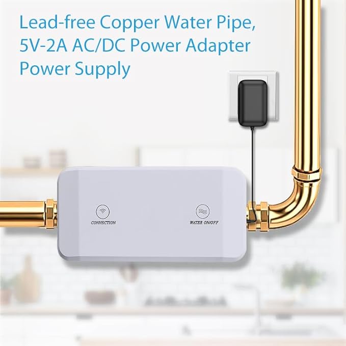 Haozee WiFi Smart Water Valve with Automatic Shut-Off, Ultrasonic Flow Rate Detect, Water Temperature/Water Pressure/Water Flow Rate Detect, APP Remote Control for DN20 (3/4 inch) Pipes