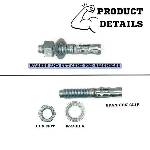 Zinc-Plated Steel Wedge Anchors, 3/4" X 4-1/4" - Heavy-Duty Mounting Bolts for Concrete - 25 Pack