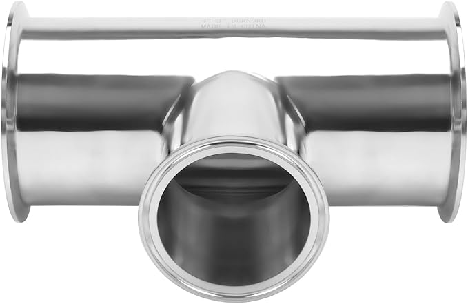 DERNORD Reducing Clamp Tee 3 Way Stainless Steel 304 Sanitary Fitting (Pipe OD: 4 inch x 4 inch x 3 inch)