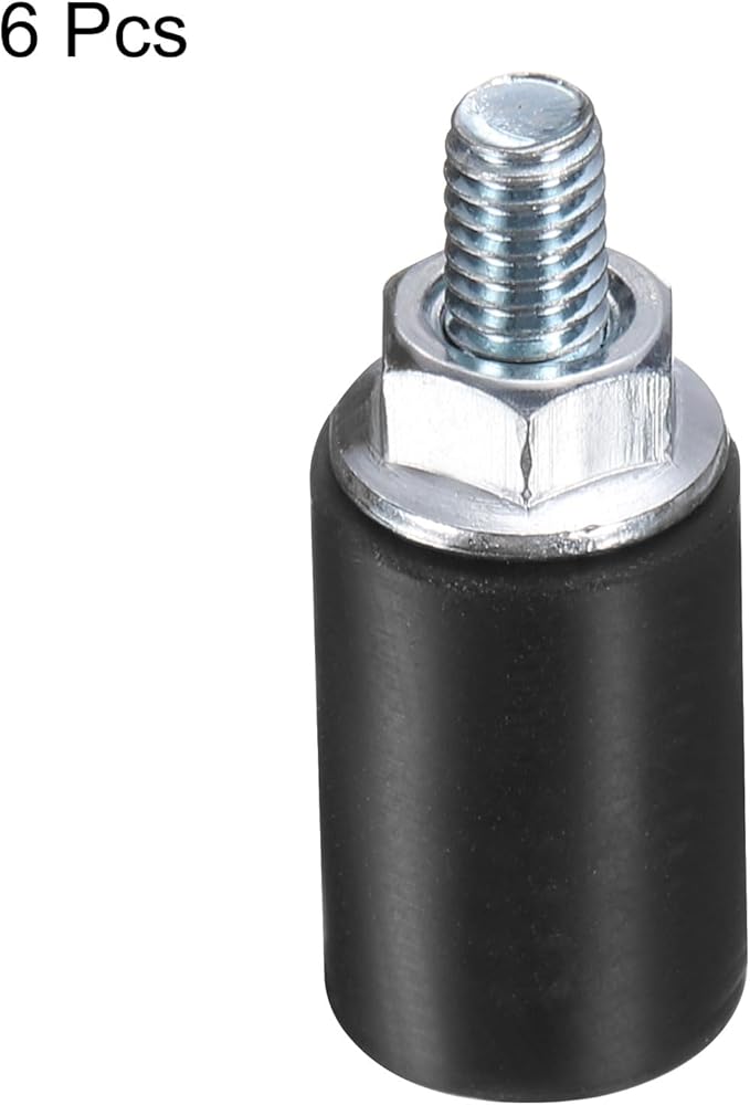 uxcell 6pcs M4x10mm Rubber Isolator Mounts with Studs 10x15mm Male Female Vibration Shock Absorber Zinc Plated Cylindrical Thread Mounts Anti Vibration Isolators with 6pcs M4 Lock Nuts