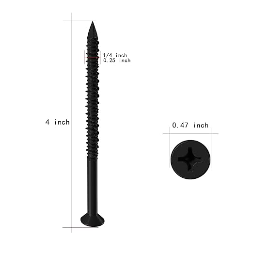WenSilon(30 PCS) 1/4" x4 Black Concrete Screw Anchor Black Flat Head for Anchoring to Masonry, Block or Brick Stucco