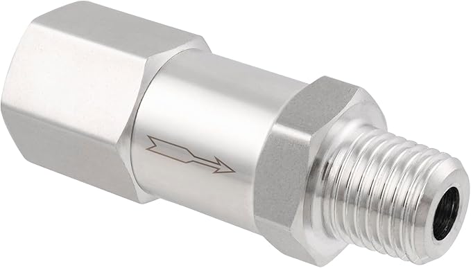 Yoebor 304 Stainless Steel Detachable Check Valve 3/8" NPT Female (Inlet) x 3/8" NPT Male (Outlet) One Way Non-Return Valve for Water Oil Gas, 1pc