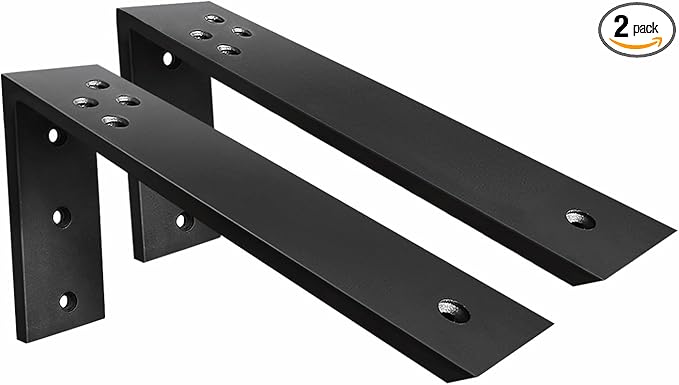 Countertop Support Brackets 2 Pack L Bracket Countertop Brackets 12" x 6" x 2.5" Heavy Duty 3/8" Thick Shelf Brackets Metal Corbels L Shape Bracket for Wood Shelf/Quartz/Granite/Concret Countertops