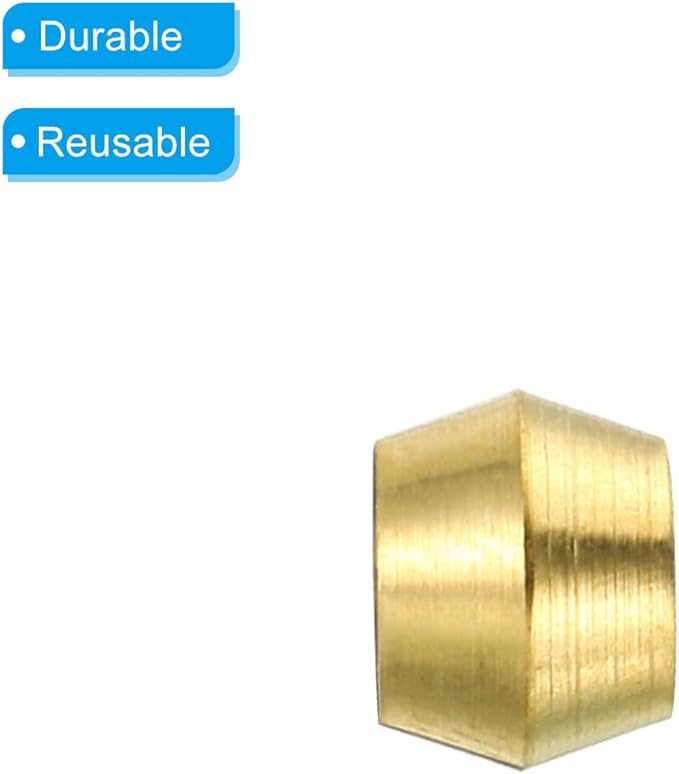 PATIKIL Brass 5mm Compression Sleeves Ferrules, 25 Pack Brass Ferrule Fitting Compression Fitting Assortment Kit for Air Water Gas Pipe