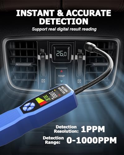 Automotive Freon Leak Detector HVAC, Professional Refrigerant Leak Detector with LCD Display & LED Light, Car AC Freon Sniffer Kit for R134a R410A R22 R32 R1234yf with Audio & Visual Alarm