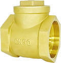 2" NPT Swing Brass Check Valve DN50, 2 NPT Female Thread Horizontal One Way Check Valve to Prevent Water Backflow for Sump Pump and Air Compressor