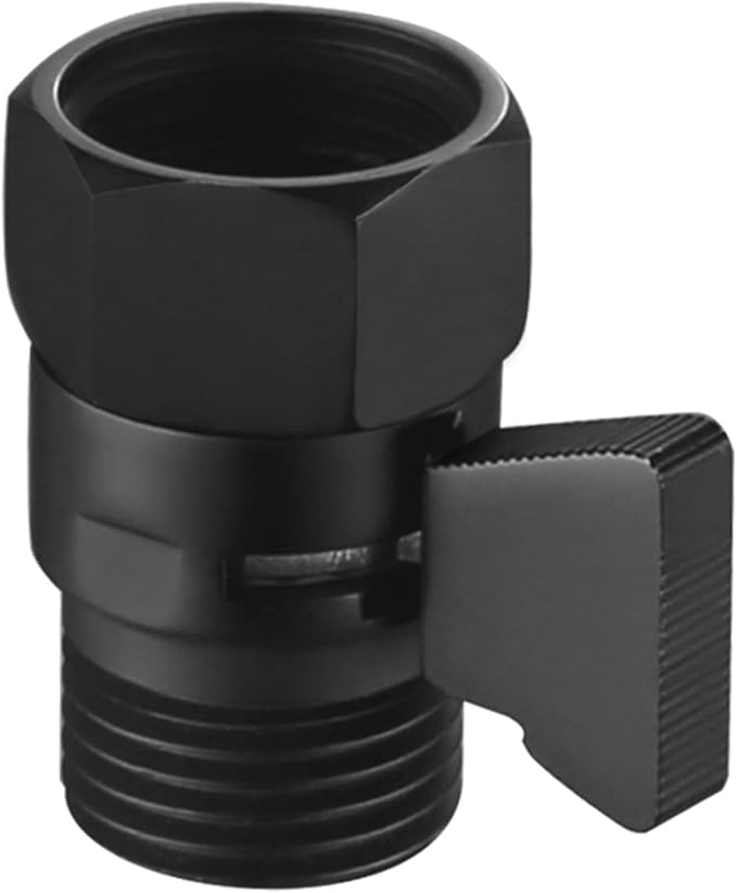 Shower Shut off Valve Matte Black, Brass Bathroom Water Restrictor for Shower Head