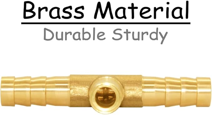 3PCS Solid Brass 3/8"OD Barb Tee Splicer Mender Hose Barb Fitting 3-Way Union Intersection for Water/Oil/Gas