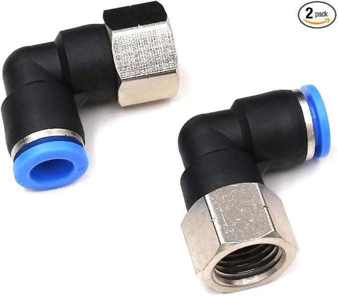 1/8 Push to Connect Fittins Air Lines Elbow,CEKER 8MM TO 1/8NPT Female Threaded 90 Degree Air Fittings 8mm Tubing Fittings Push Quick Connect Air Hose Fittings Pneumatic Fittings 2Packs