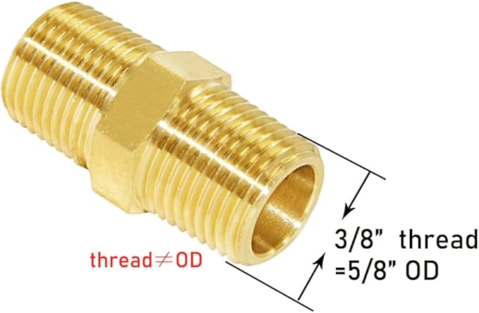 Joywayus 5Pcs Brass Pipe Fitting Hex Nipple Equal 3/8" Male NPT Male Air Fuel Water