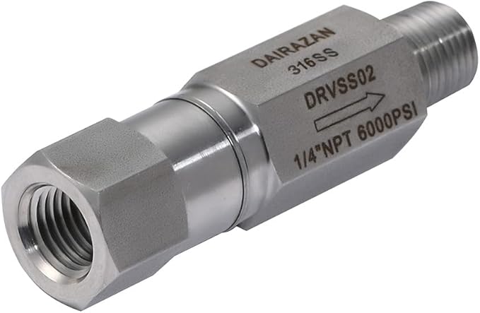 In-line Ball Check Valve - Stainless Steel 316 One Way (SS316, 1/4"NPT MxF)