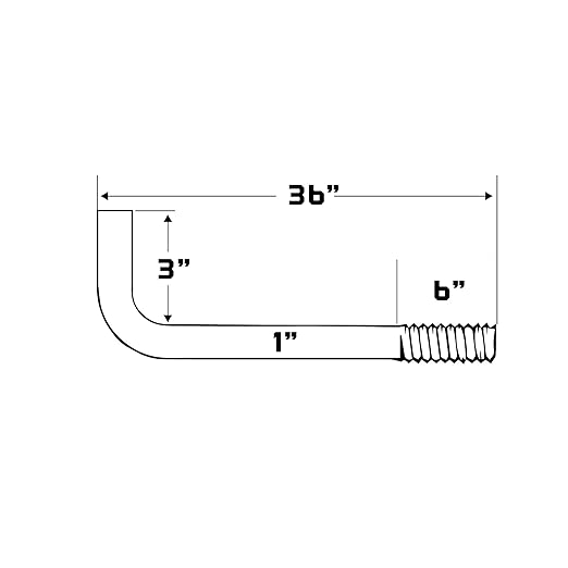 1"-8 x 36 L-Bolt Concrete Anchor Bolt - Hot Dip Galvanized by Conquest Fasteners