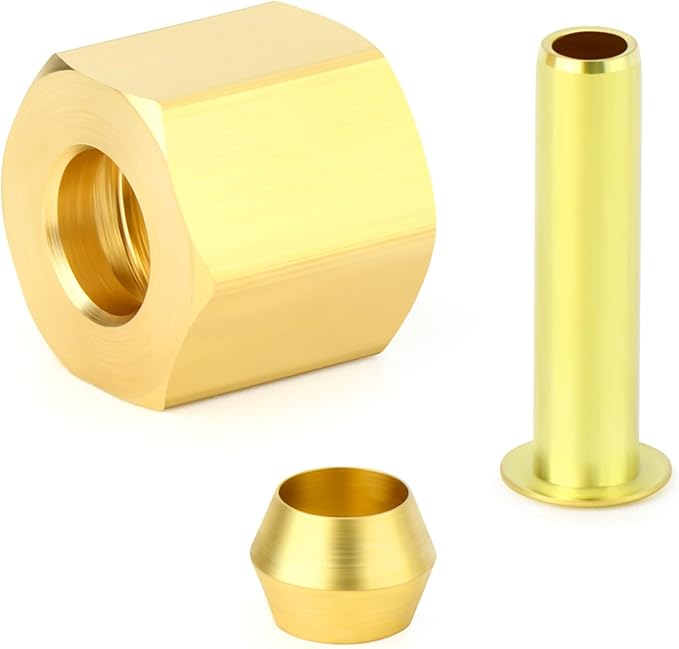 GASHER 60PCS Brass Compression Fitting Kit,Sleeve Ferrules&Insert Tube Support&Ferrule head,3/16" Tube OD