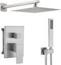 Brushed Bathroom Luxury Rain Mixer Combo Set Wall Mounted Rainfall Shower Head System, Shower Head System Shower Faucet Rough-in Valve Body and Trim Included