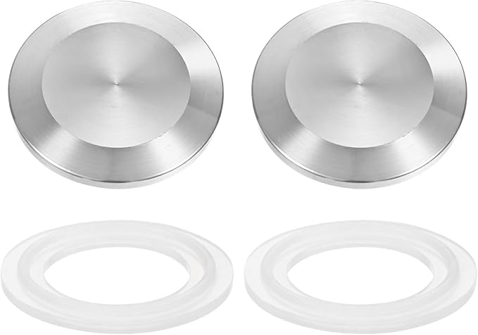 uxcell Stainless Steel Sanitary Fitting Clamp End Cap 1-1/2" (40mm) Solid Tube End Cap with Silicone Gasket for Food Beverage Cosmetics Factory Pipes