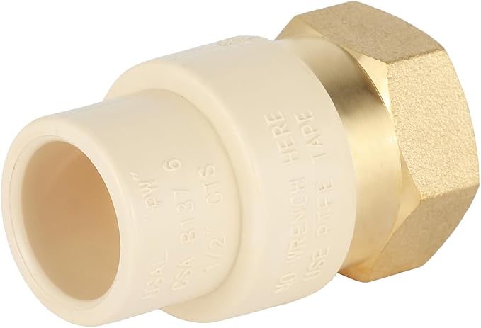 (Pack of 50) EFIELD 1/2"CPVC X 1/2"Female Thread NPT Transition Coupling,Brass Adapter Pipe Fitting (Female NPT x CPVC),(CPVC051-5-50PCS)