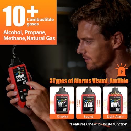 Gas Leak Detector with LED Flashlight & Flexible Gooseneck