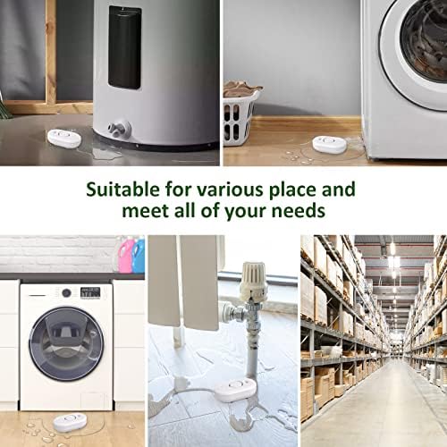 Water Leak Detector Sensor Alarm: Water Flooding Monitor for Home Adjustable Wet Moisture Alert Smart Sink Overflow Monitoring Pipe Leakage Drip Detection Warning for Basement Floor (5*Sensor)