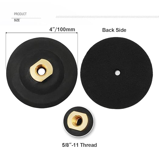 SHDIATOOL 4 Inch Backer Pad or Backing Pad of Rubber Body with 5/8-Inch-11 Thread for Diamond Pads(2-Pack)